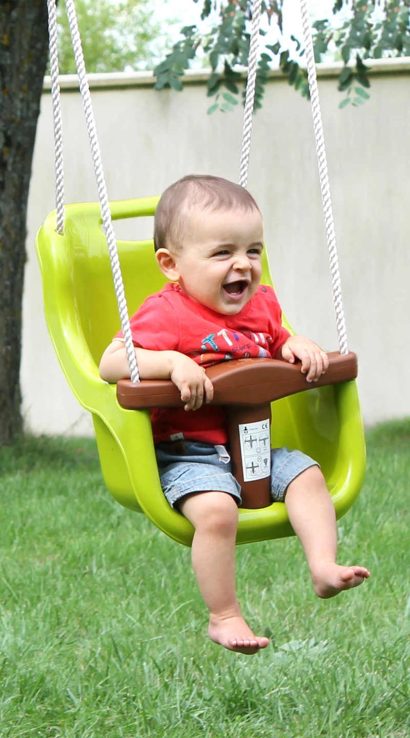 Columpio-bebé-plástico – Asiento-regulable-cinturón